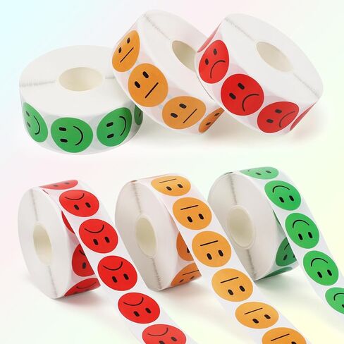 3000PCS Smiling Face Behavior Emotion Stickers, 1 Inch, 3 Roll Red Yellow Green, Happy/Sad Stickers, Behavior Reward Labels for Teachers in Saudi Arabia