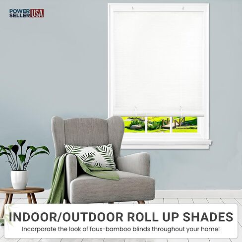 ستائر PowerSellerUSA البيضاوية اللاسلكية، ظلال دوارة قابلة للطي للنوافذ والأبواب، تصفية الضوء ومعالجة نافذة الخصوصية للمنزل - 48 بوصة (عرض) × 72 بوصة (طول) أبيض in Kuwait