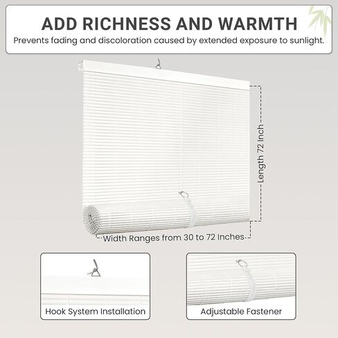 ستائر PowerSellerUSA البيضاوية اللاسلكية، ظلال دوارة قابلة للطي للنوافذ والأبواب، تصفية الضوء ومعالجة نافذة الخصوصية للمنزل - 48 بوصة (عرض) × 72 بوصة (طول) أبيض in Kuwait