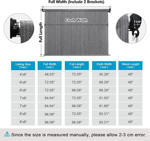 مظلة دوارة خارجية مقاس 8 بوصة عرض × 8 بوصة ارتفاع لاسلكية - ستائر خارجية قابلة للطي بتصميم ثنائي القطب مع قطعة واحدة من القماش بنسبة 90% من الأشعة فوق البنفسجية للفناء والفناء الخلفي والعريشة والشرفة، رمادي in Kuwait