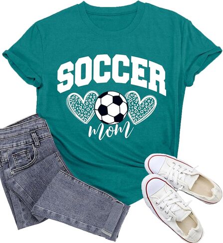 Womens Soccer Mom Shirt Soccer T-Shirts Funny Game Day Tee Tops in Saudi Arabia