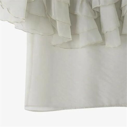 Women Ruffled Blouse Short Sleeve See-Through Loose Casual Work Elegant Summer Top in Saudi Arabia