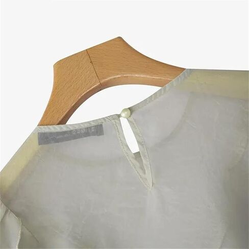 Women Ruffled Blouse Short Sleeve See-Through Loose Casual Work Elegant Summer Top in Saudi Arabia
