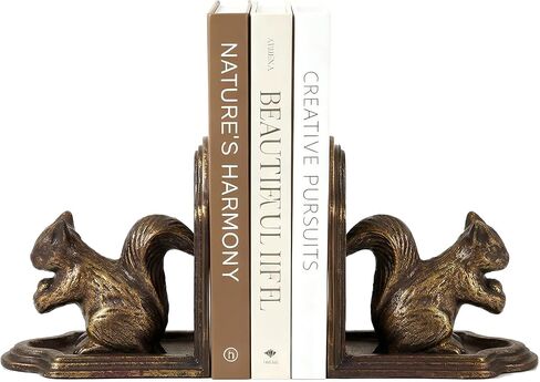 مساند كتب سنجاب من الحديد الزهر، سدادات كتب مزخرفة عتيقة شديدة التحمل للأرفف، مساند كتب حيوانات بلمسة نهائية برونزية عتيقة للمكتب والمكتب وغرفة المعيشة والمزرعة والديكور الريفي in Kuwait