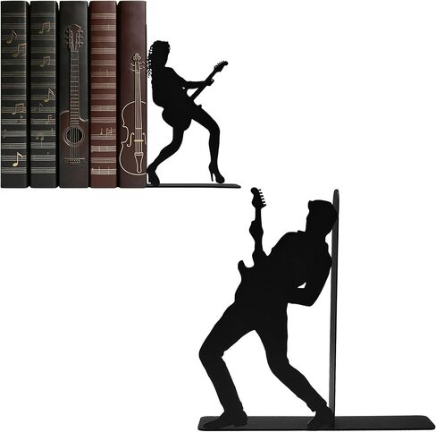 Unique Music Book Ends - Decorative Cute Metal Book Stopper & Dividers for Heavy Books, Vinyl Records, Shelves, Kitchen, Reading Room&Living Room, Saxophone Gifts Home Book Decor Accessories in Saudi Arabia