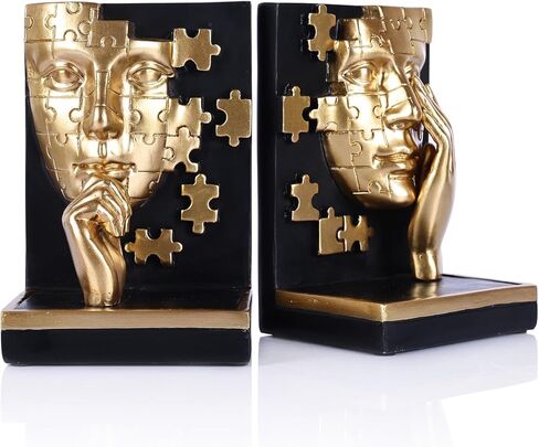 مجموعة دفاتر الوجه التجريدية الذهبية، دفاتر زخرفية لرف الكتب المفكر الحديث، ذهبي أسود رائع مع تصميم ألغاز، للأرفف، وإكسسوارات ديكور المكتب والمكتب المنزلي in Kuwait