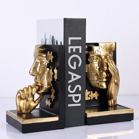 مجموعة دفاتر الوجه التجريدية الذهبية، دفاتر زخرفية لرف الكتب المفكر الحديث، ذهبي أسود رائع مع تصميم ألغاز، للأرفف، وإكسسوارات ديكور المكتب والمكتب المنزلي in Kuwait