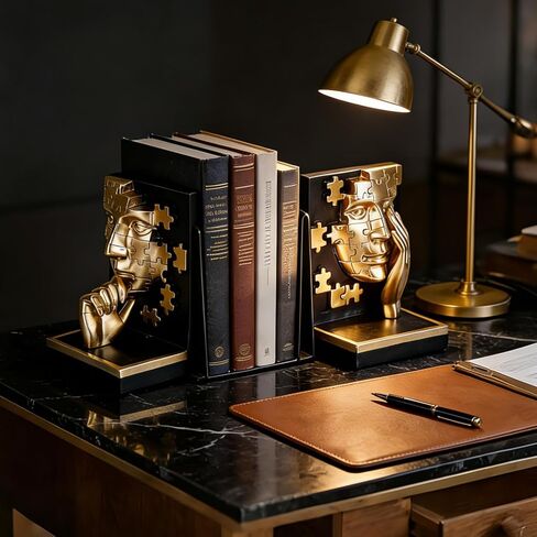 مجموعة دفاتر الوجه التجريدية الذهبية، دفاتر زخرفية لرف الكتب المفكر الحديث، ذهبي أسود رائع مع تصميم ألغاز، للأرفف، وإكسسوارات ديكور المكتب والمكتب المنزلي in Kuwait