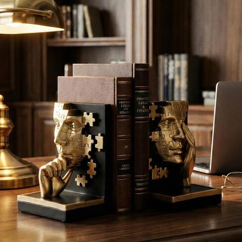 مجموعة دفاتر الوجه التجريدية الذهبية، دفاتر زخرفية لرف الكتب المفكر الحديث، ذهبي أسود رائع مع تصميم ألغاز، للأرفف، وإكسسوارات ديكور المكتب والمكتب المنزلي in Kuwait