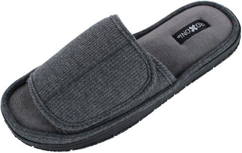 CTM Men's Supportive Open Toe Hook and Loop Slide Slippers in Saudi Arabia