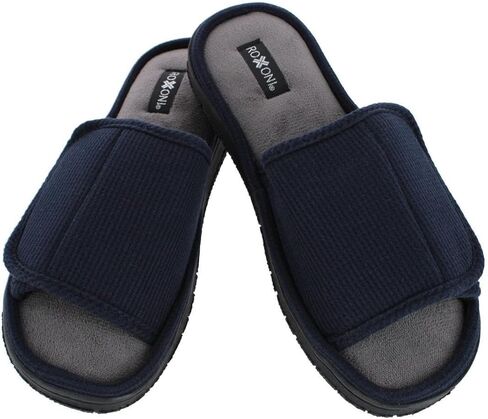 CTM Men's Supportive Open Toe Hook and Loop Slide Slippers in Saudi Arabia