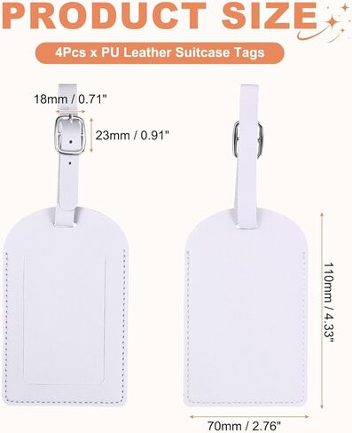 PATIKIL 4Pcs Luggage Tags, Colored Luggage Labels PU Leather Suitcase Tag with Stainless Steel Loop Privacy Cover Name ID Address Card for Baggage Leather Bag Backpacks Handbag, Gray in Saudi Arabia