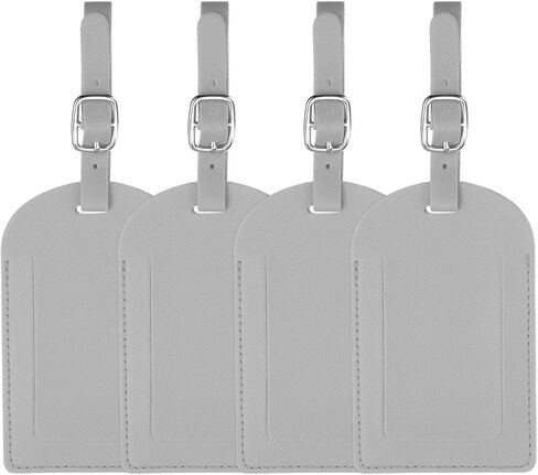PATIKIL 4Pcs Luggage Tags, Colored Luggage Labels PU Leather Suitcase Tag with Stainless Steel Loop Privacy Cover Name ID Address Card for Baggage Leather Bag Backpacks Handbag, Gray in Saudi Arabia