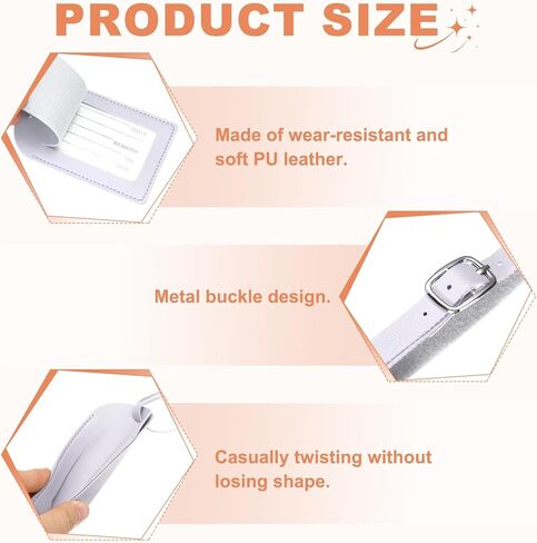 PATIKIL 4Pcs Luggage Tags, Colored Luggage Labels PU Leather Suitcase Tag with Stainless Steel Loop Privacy Cover Name ID Address Card for Baggage Leather Bag Backpacks Handbag, Gray in Saudi Arabia