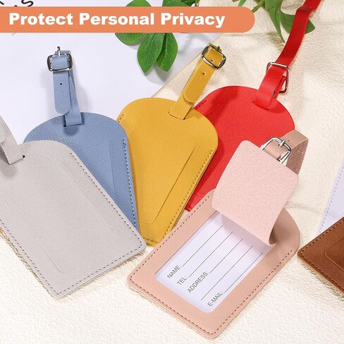 PATIKIL 4Pcs Luggage Tags, Colored Luggage Labels PU Leather Suitcase Tag with Stainless Steel Loop Privacy Cover Name ID Address Card for Baggage Leather Bag Backpacks Handbag, Gray in Saudi Arabia