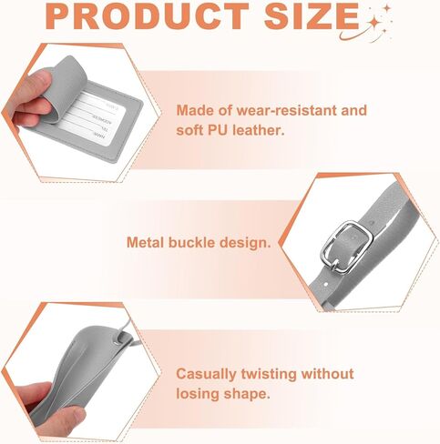 PATIKIL 4Pcs Luggage Tags, Colored Luggage Labels PU Leather Suitcase Tag with Stainless Steel Loop Privacy Cover Name ID Address Card for Baggage Leather Bag Backpacks Handbag, Gray in Saudi Arabia