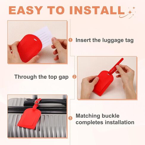PATIKIL 4Pcs Luggage Tags, Colored Luggage Labels PU Leather Suitcase Tag with Stainless Steel Loop Privacy Cover Name ID Address Card for Baggage Leather Bag Backpacks Handbag, Gray in Saudi Arabia