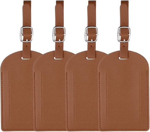 PATIKIL 4Pcs Luggage Tags, Colored Luggage Labels PU Leather Suitcase Tag with Stainless Steel Loop Privacy Cover Name ID Address Card for Baggage Leather Bag Backpacks Handbag, Gray in Saudi Arabia