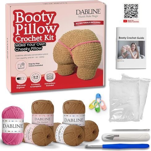 مجموعة أدوات الكروشيه للمبتدئين من دابلين بوتي للبالغين - مجموعة أدوات الكروشيه المبتدئة مع خيوط مسبقة الصنع ودروس فيديو خطوة بخطوة - تعلم كيفية هدية مجموعة الكروشيه للنساء والرجال in Kuwait