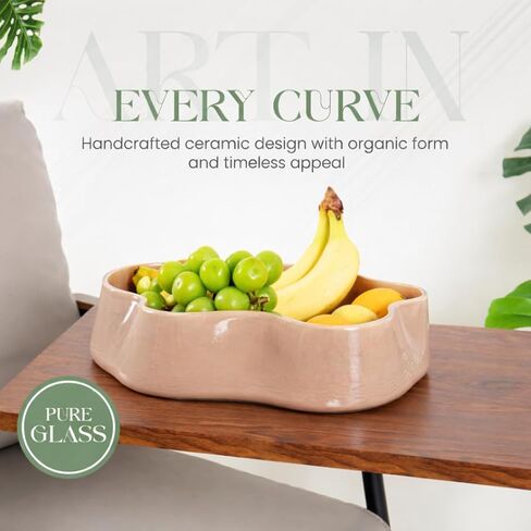 Modern Glass Decorative Bowl for Kitchen & Home Decor – Handmade Unique Design Key Bowl for Entryway Table, Living Room, Premium Candy Bowl, Fruit Bowl for Kitchen Counter in Saudi Arabia
