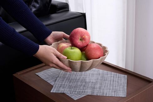 Large Decorative Bowl, Modern Storage Bowls for Home Decor, Artificial Stone Beige Color, Stylish Decorative Fruit Bowl for Kitchen Counter, Key Bowl for Entry Table, Ruffle Decor in Saudi Arabia