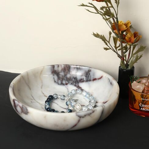 Marble Key Bowl for Home Decor, Decorative Bowl for Coffee Table, Marble Fruit Bowl For Table Centerpiece, Coins Candy Catchall Bowl For Entryway (Calacatta Viola, 7.8" x 1.9") in Saudi Arabia