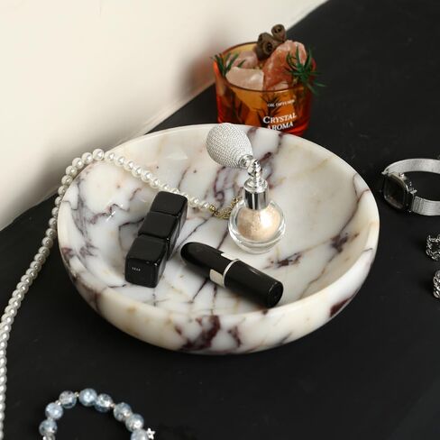 Marble Key Bowl for Home Decor, Decorative Bowl for Coffee Table, Marble Fruit Bowl For Table Centerpiece, Coins Candy Catchall Bowl For Entryway (Calacatta Viola, 7.8" x 1.9") in Saudi Arabia