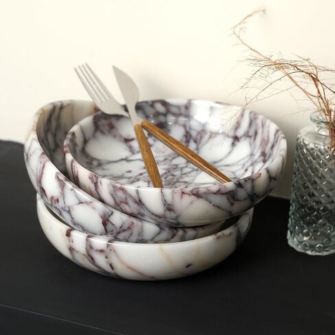 Marble Key Bowl for Home Decor, Decorative Bowl for Coffee Table, Marble Fruit Bowl For Table Centerpiece, Coins Candy Catchall Bowl For Entryway (Calacatta Viola, 7.8" x 1.9") in Saudi Arabia