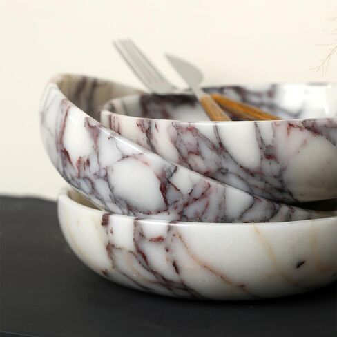 Marble Key Bowl for Home Decor, Decorative Bowl for Coffee Table, Marble Fruit Bowl For Table Centerpiece, Coins Candy Catchall Bowl For Entryway (Calacatta Viola, 7.8" x 1.9") in Saudi Arabia