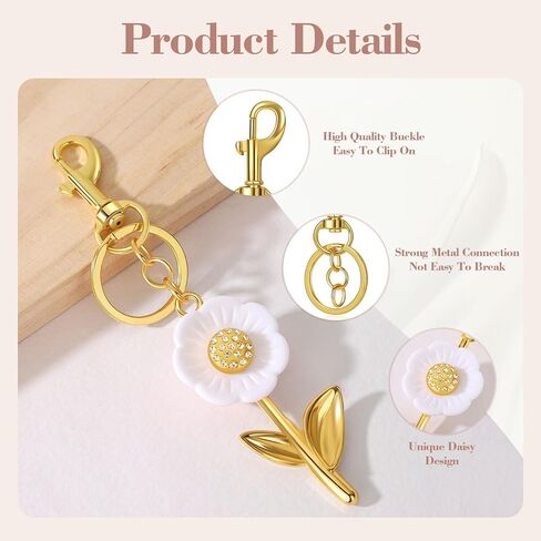 Daisy Bag Charms Purse Charms for Handbag Backpack Charm Cute Key Chain Accessories Sparkling Purse Charms for Women in Saudi Arabia