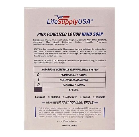 صابون غسيل اليد من لايف سابلاي يو إس إيه - موزع سعة 800 مل - حقيبة إعادة تعبئة تحتوي على 12 لوشن سائل وردي لؤلؤي in Kuwait