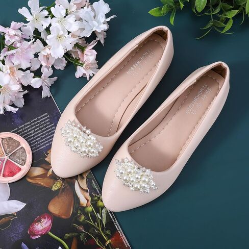 2Pcs Pearl Flower Shoe Clips for Women Dress Shoes, 1.57 x 2.76" White Bridal Wedding Floral Shoes Clips Charms with Crystal Beads Detachable Flower Shoe Buckle Clip for Heels DIY Embellishment in Saudi Arabia