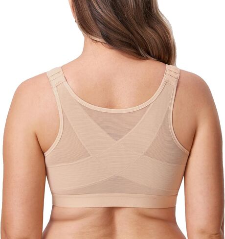 DELIMIRA Women's Front Closure Posture Wireless Back Support Full Coverage Bra in Saudi Arabia