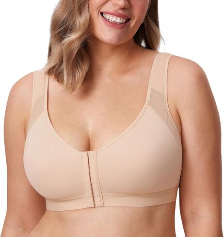 DELIMIRA Women's Front Closure Posture Wireless Back Support Full Coverage Bra in Saudi Arabia