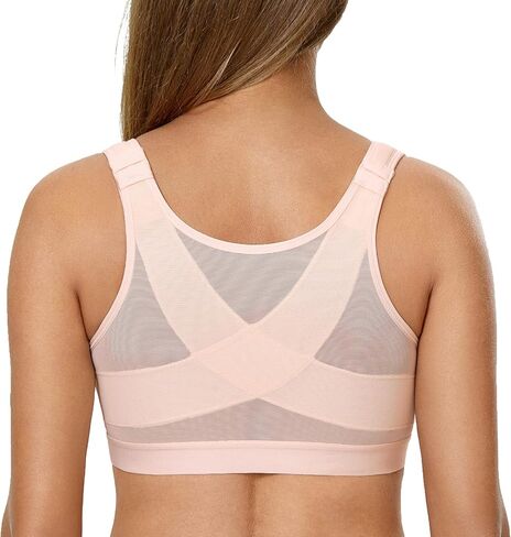 DELIMIRA Women's Front Closure Posture Wireless Back Support Full Coverage Bra in Saudi Arabia