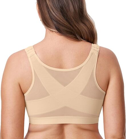 DELIMIRA Women's Front Closure Posture Wireless Back Support Full Coverage Bra in Saudi Arabia