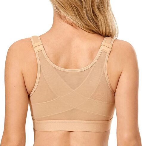 DELIMIRA Women's Front Closure Posture Wireless Back Support Full Coverage Bra in Saudi Arabia