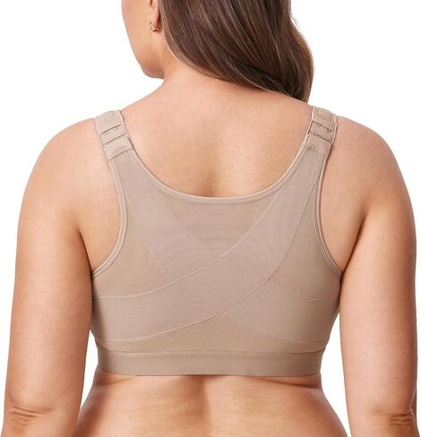 DELIMIRA Women's Front Closure Posture Wireless Back Support Full Coverage Bra in Saudi Arabia