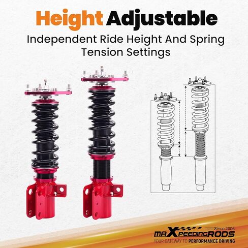 maXpeedingrods 2Pcs Front Coilovers for Subaru BRZ ZN6/ZC6 2012-2020, for Scion FR-S 2012-2020, for Toyota 86 2012-2020, 24 Levels Damper Adjustable Shock Absorber, Height Adjustable Lowering Kit, Red in Saudi Arabia