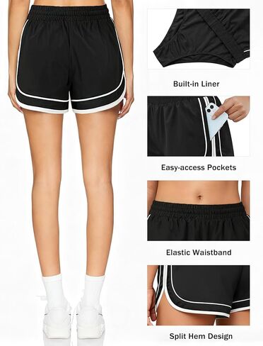 Chunpin Women's Athletic Shorts Waterproof Running Shorts Quick Dry Sporty Shorts Gym Workout Shorts with Pockets in Saudi Arabia