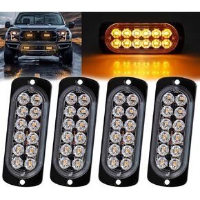 4 قطع طقم إضاءة كهرماني فائق السطوع - 12 مصباح LED، 18 نمطًا، 12 فولت مقاوم للماء على السطح للتحذير من خطر شريط أضواء فلاش القوية للشاحنات وسيارات الدفع الرباعي والمركبات الرباعية ومركبات الطوارئ in Kuwait
