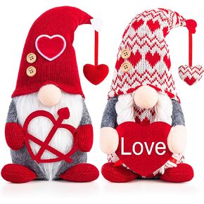 LEKSON Valentines Day Decorations -Valentines Day Gnome Decor Gifts, Handmade Plush Gnome Couple with Heart and “Love" Heart, Romantic Red Valentines Day Gift for Couples, Anniversary Home Decor in Saudi Arabia