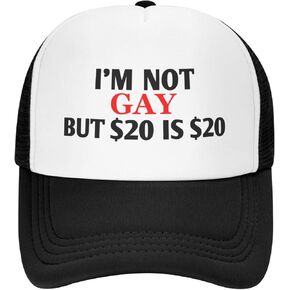 I'm Not Gay But $20 is $20 Trucker Hat Funny Baseball Caps Unisex Classic Mesh Fishing Hat for Men and Women Black in Kuwait