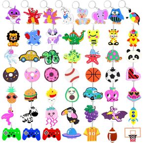 50 قطعة سلاسل المفاتيح السائبة للأطفال الحيوان الرياضة ديناصور الفضاء لعبة فيديو Keyrings لجوائز الفصول الدراسية الطلاب الحوافز هدية عيد ميلاد صالح الطرف in Kuwait