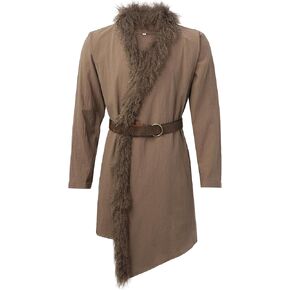 Viking Faux Fur Coat Men Medieval Tunic with Belt LARP Ren Faire Costume in Kuwait