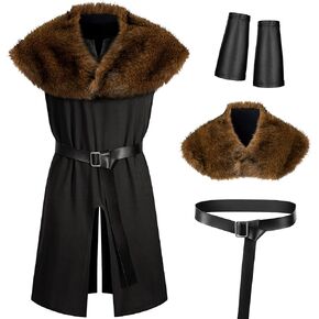 مجموعة إكسسوارات أزياء الهالوين للرجال من عصر النهضة القرون الوسطى روب فايكنغ واريور لارب تونيك للهالوين in Kuwait