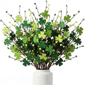 8 قطع ديكورات يوم القديس باتريك 16.5 بوصة من الخشب الاصطناعي شامروك يختار البرسيم على شكل فروع التوت الأخضر محظوظ البرسيم الزهور الجذعية الهدايا لمهرجان الأيرلندية الجدول المركزية ديكور المنزل in Kuwait