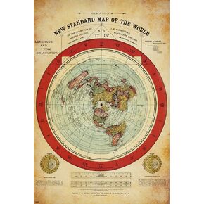 kamazflo Flat Earth 1892 World Map Poster 24x36 Vintage Cartographic Wall Art, Gleason's Circular Map, Historical Science Decor for Home or Office in Saudi Arabia