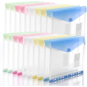جيب مجلد، 10 عبوات من الأظرف البلاستيكية جيب مع إغلاق محكم، 11 فتحة مجلدات قابلة للتوسيع، كبار السن مع جيوب تحميل جانبية، منظم مجلد، حجم الحروف، ألوان متنوعة in Kuwait