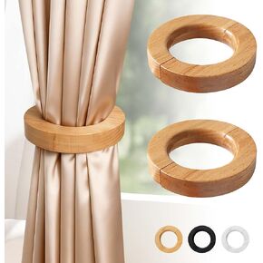 2PCS Wood Curtain Tiebacks Holdbacks,Wooden Magnetic Curtain Tiebacks 3.9 in Diameter,Boho and European Retro Curtain Clips,Strong Magnetic for Home,Office,Gifts,Multifunctional Pants Hanger in Saudi Arabia